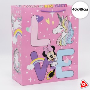 Пакет подарочный LOVE Единорог.Минни маус 40х49х19см /3478