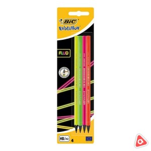 Карандаш чернографитный Bic Evolution Fluo" HB без ластика 9040/уп 12 шт