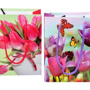 Пакет подарочный "Цветы" маленький 12х16см / 689/222