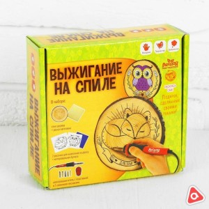 Выжигание по дереву "Дощечка с рисунком" Мишка, 130 мм /04726