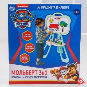 Мольберт доска 3 в1 "PAW PATROL" пиши мелом, рисуй фломастером, клей магниты 5221843/8430