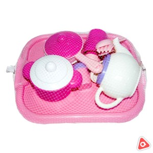 Набор детской посуды Полесье "Настенька" с подносом на 2 персоны (19 элементов) в сеточке 59000