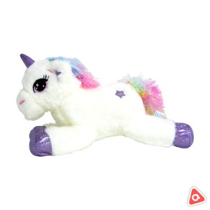 Мягк. игрушка "Единорог бежевый с цветной гривой" высота 43 см