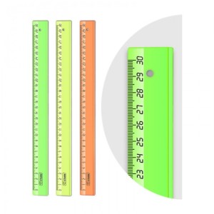 Линейка пластиковая 30 см СТАММ Кристалл тонированная / ЛН1200