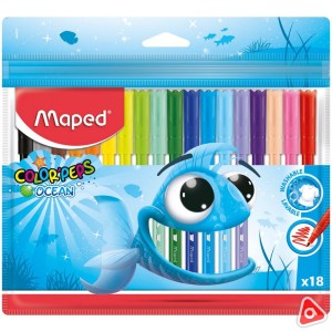 Фломастеры 18 цв Maped "COLOR PENS" ocean в пакете /кор 12 шт