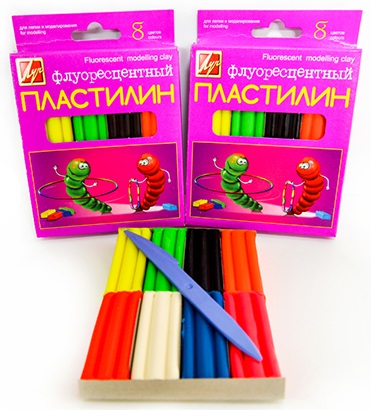 Пластилин 8 цветов флуоресцентный Луч