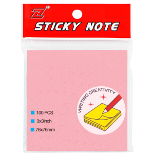 Бумага для заметок 1цв 100л STICKY NOTE 76x76mm розовый/GS19PN